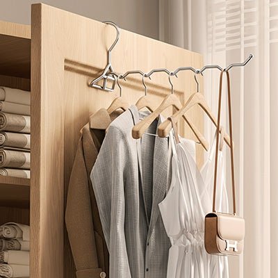 cintre metallique pliant inox porte penderie vêtements sac marron