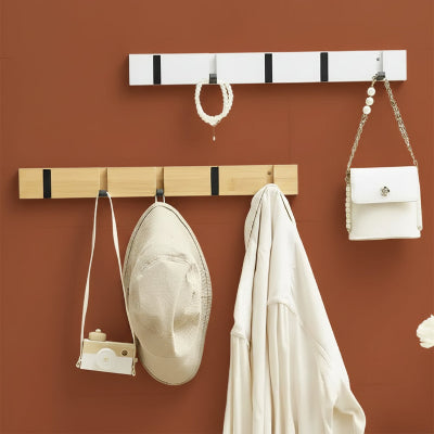 deux porte manteau bois cinq crochets blanc bois clair
