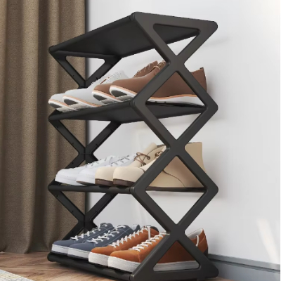 etagere a chaussures alegria noir basket marron et bleus