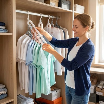 femme organise Tshirt cintre plastique organisateur blancs