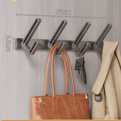 patere porte manteau moderne quatre crochets sac marron veste beige