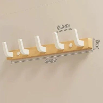 porte manteau bois clair cinq crochets blancs