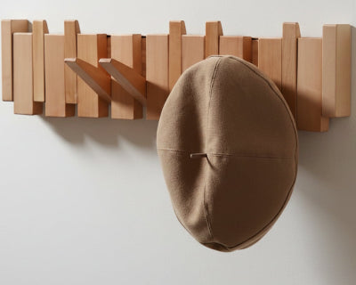 porte manteau bois clair huit crochets beret