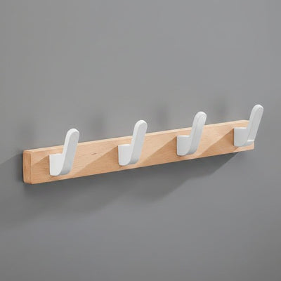 porte manteau bois clair quatre crochets blancs