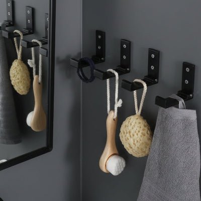 quatre crochets muraux pliant design noir ouverts reflet miroir