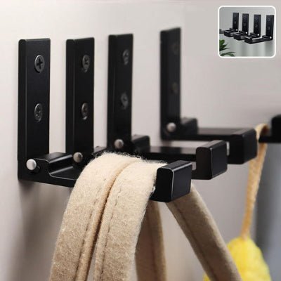 quatre crochets muraux pliant design noirs ouverts un detail