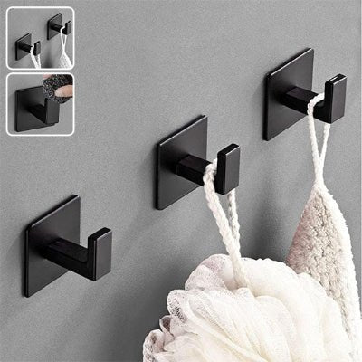 trois crochets muraux minimaliste noirs deux details