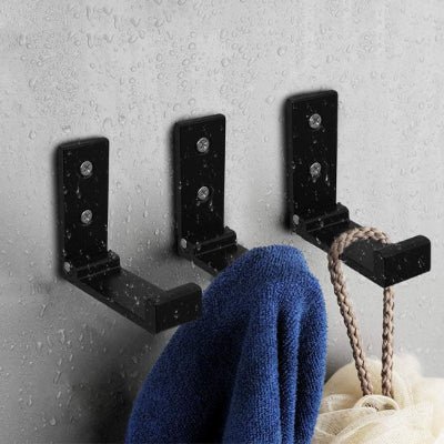 trois crochets muraux pliant design noirs ouverts