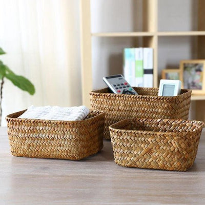 trois paniers de rangement nature P M G
